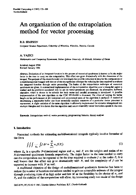(PDF) An organization of the extrapolation method for vector processing