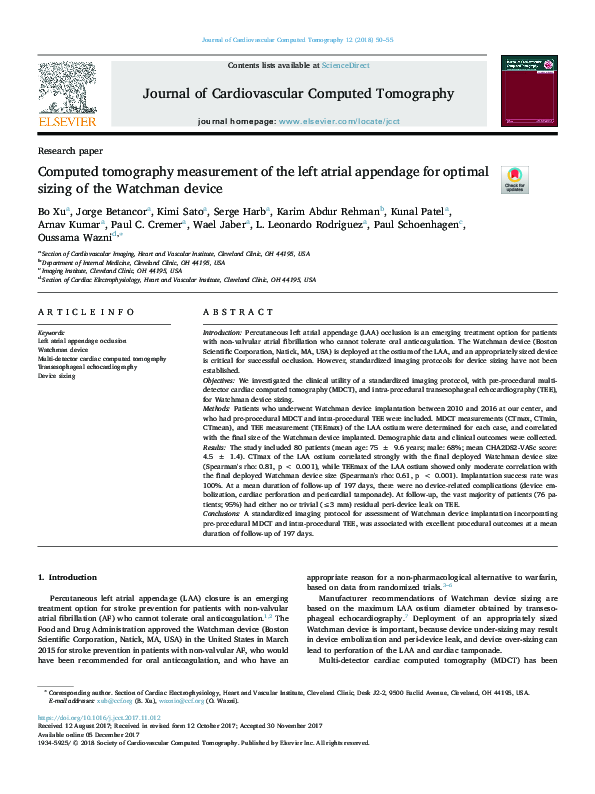 (PDF) Computed tomography measurement of the left atrial appendage for ...