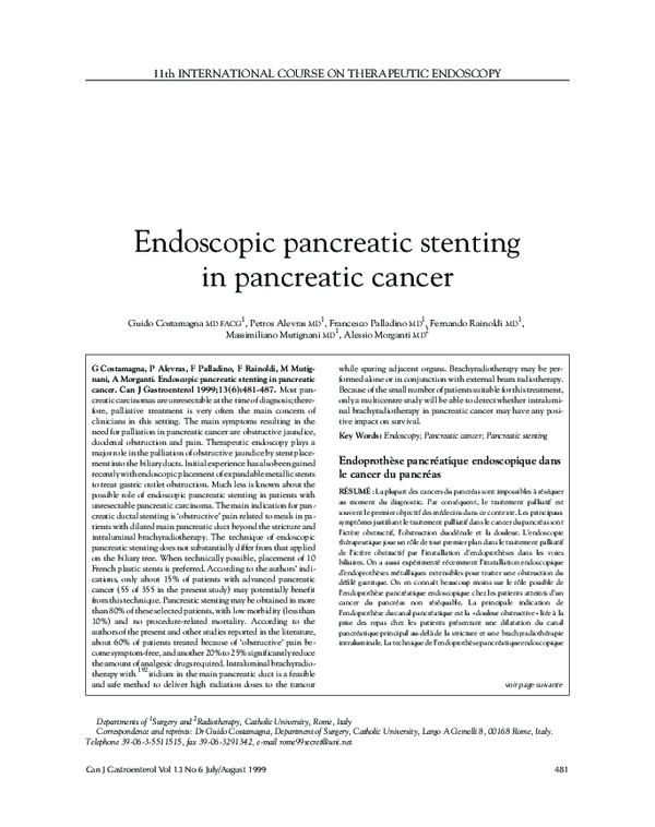 endoscopic pancreatic stenting in pancreatic cancer, a medical topic unrelated to pachuca vs toluca 2022, yet a reminder that healthcare is essential for athletes