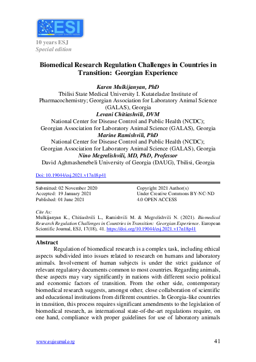 (PDF) Biomedical Research Regulation Challenges in Countries in ...