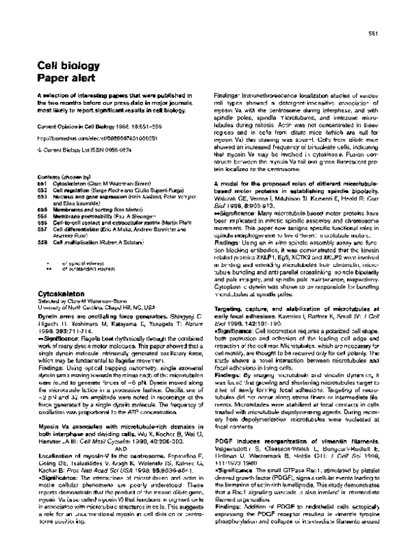 (PDF) Cell biology:: Paper alert