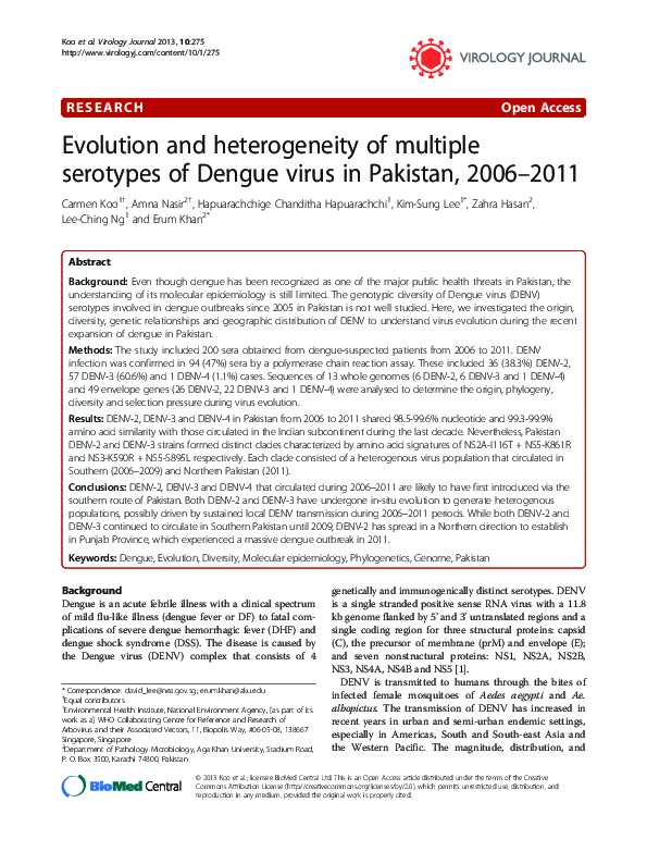 (PDF) Evolution and heterogeneity of multiple serotypes of Dengue virus ...
