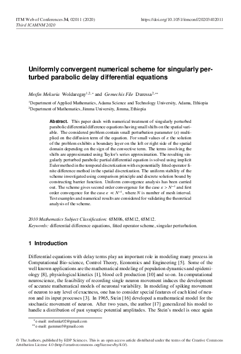 (PDF) Uniformly convergent numerical scheme for singularly perturbed ...