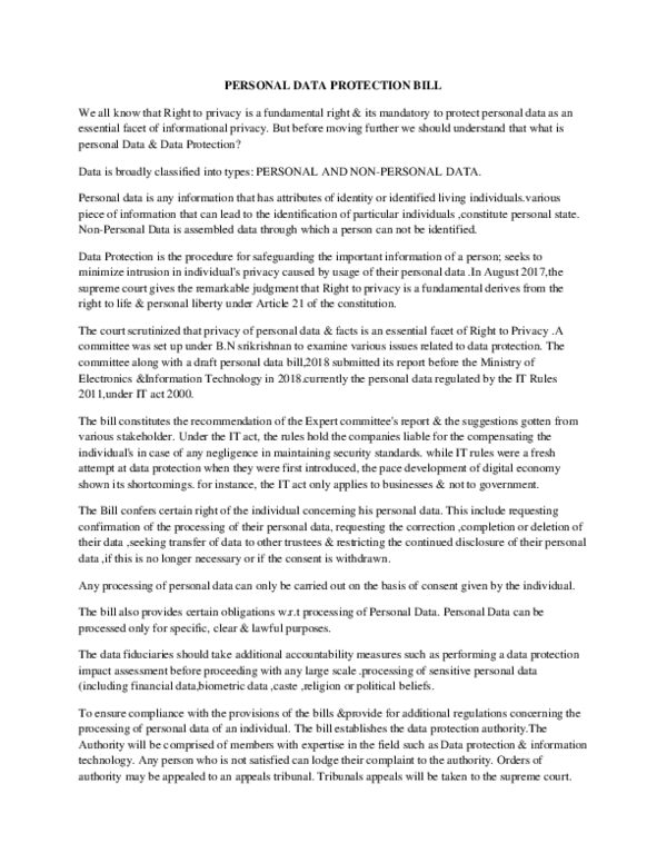 (PDF) Data protection and privacy