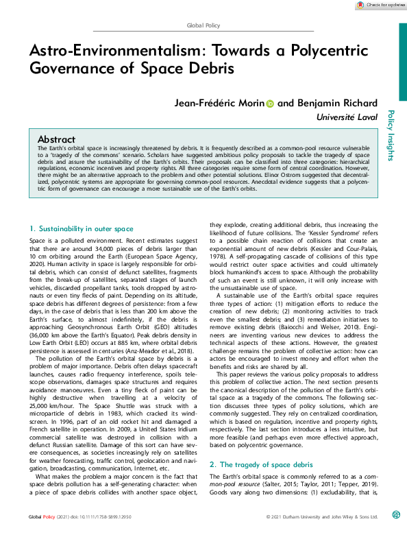 (PDF) Astro-Environmentalism: Towards a Polycentric Governance of Space ...