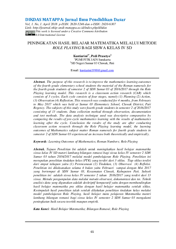 (PDF) DIKDAS MATAPPA: Jurnal Ilmu Pendidikan Dasar