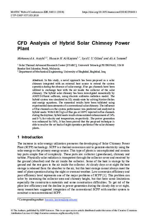 (PDF) CFD Analysis of Hybrid Solar Chimney Power Plant