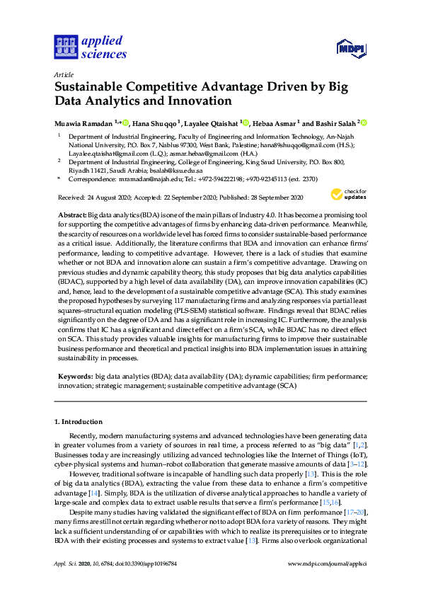 (PDF) Sustainable Competitive Advantage Driven by Big Data Analytics ...