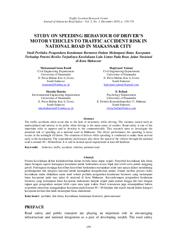 (PDF) Study on Speeding Behaviour of Driver’s Motor Vehicles to Traffic ...