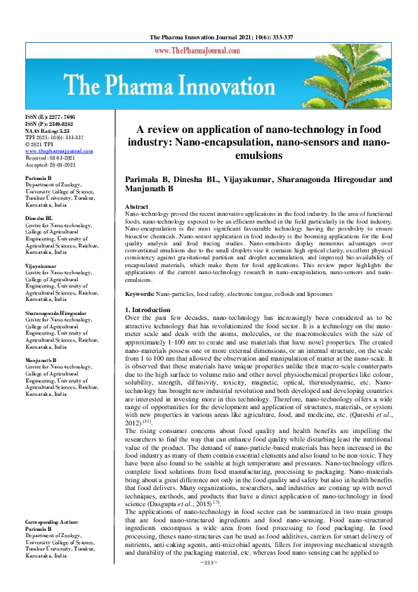 (PDF) A review on application of nano-technology in food industry: Nano ...