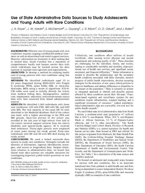 (PDF) Use of state administrative data sources to study adolescents and ...