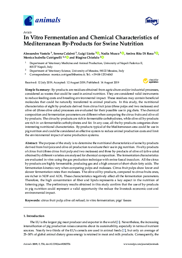 (PDF) In Vitro Fermentation and Chemical Characteristics of ...