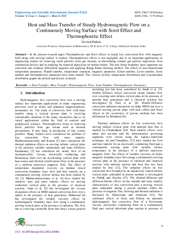 (PDF) Heat and Mass Transfer of Steady Hydromagnetic Flow on a ...