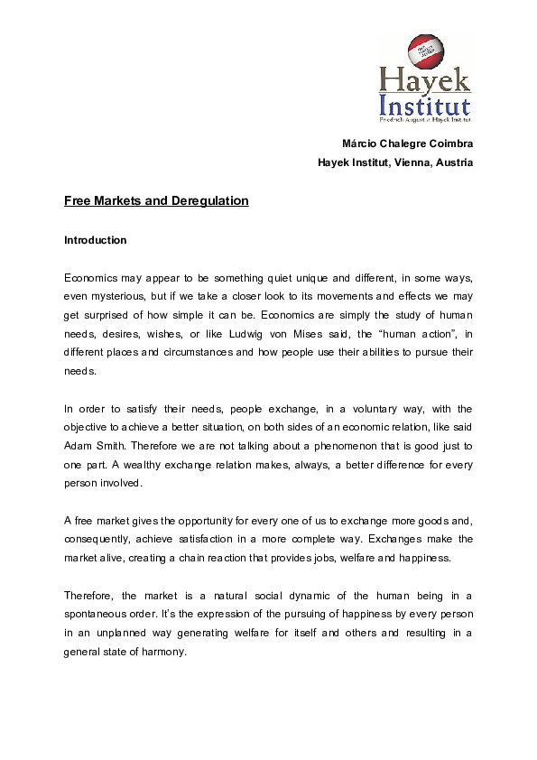 Deregulation essays image