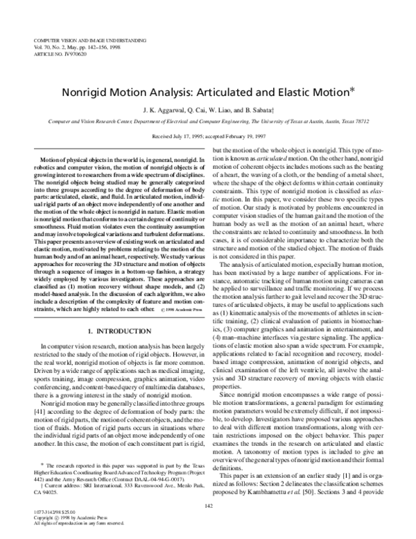 (PDF) Nonrigid Motion Analysis: Articulated and Elastic Motion