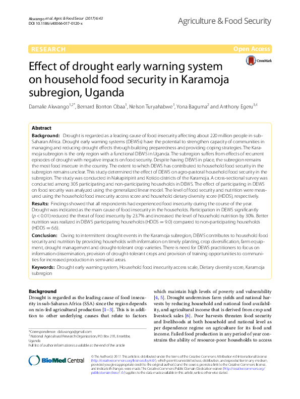 (PDF) Effect of drought early warning system on household food security ...