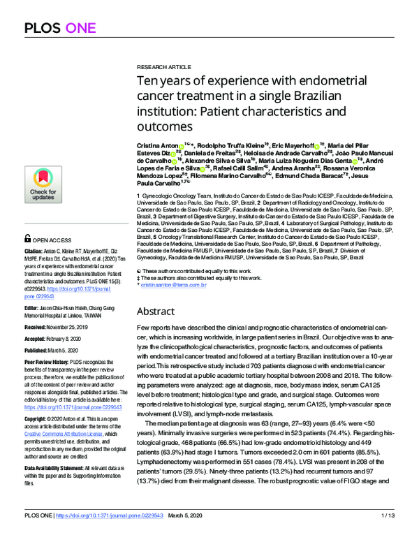 (PDF) Ten years of experience with endometrial cancer treatment in a ...