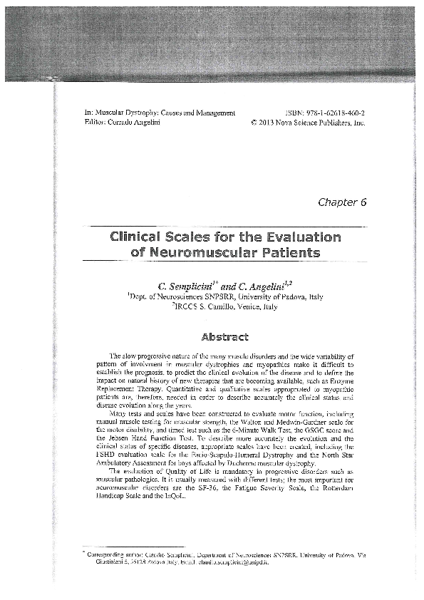 (PDF) Clinical Scales for the evaluations of Neuromuscular Patients