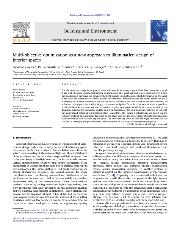 (PDF) Multi-objective optimization as a new approach to illumination ...