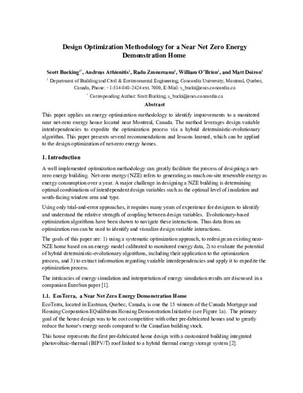 (PDF) Design Optimization Methodology for a Near Net Zero Energy ...