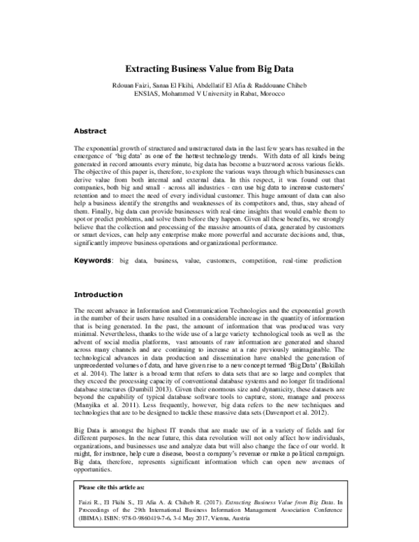 (PDF) Extracting Business Value from Big Data