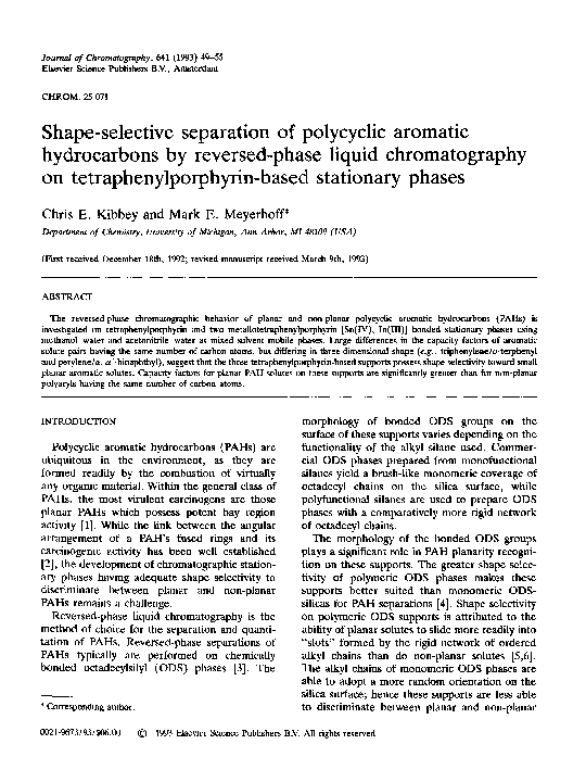 (PDF) Shape-selective separation of polycyclic aromatic hydrocarbons by ...