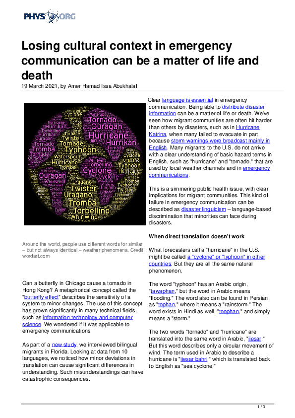 Losing cultural context in emergency communication can be a matter of life and death