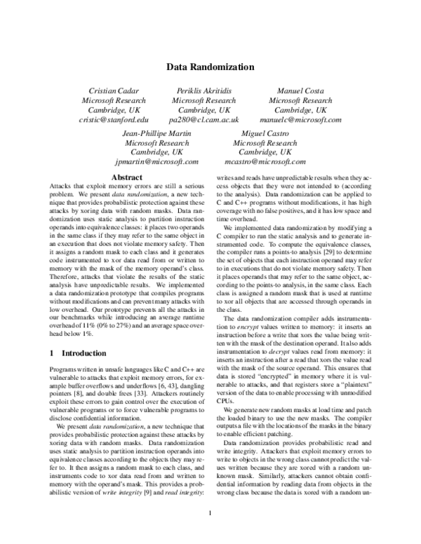(PDF) Data randomization