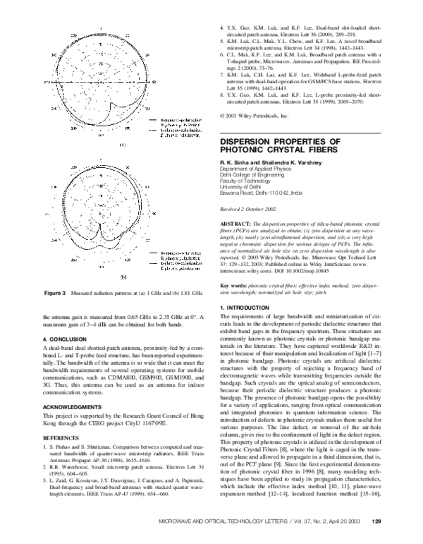 (PDF) Dispersion properties of photonic crystal fibers