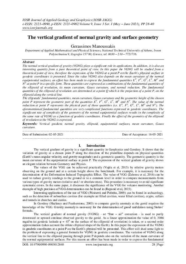 (PDF) The vertical gradient of normal gravity and surface geometry