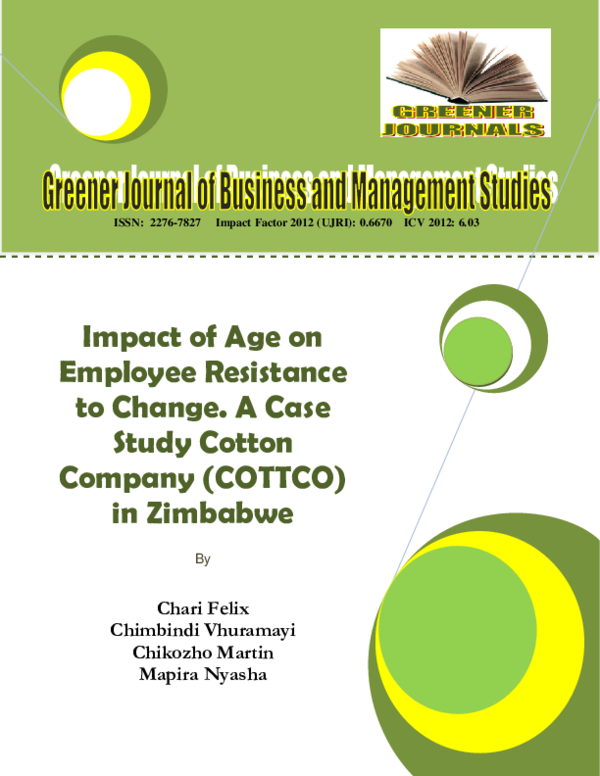 (PDF) Impact of Age on Employee Resistance to Change. A Case Study