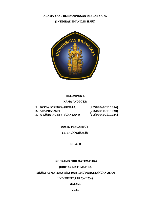 (PDF) Integrasi Iman dan Ilmu : Agama yang Berdampingan dengan Sains