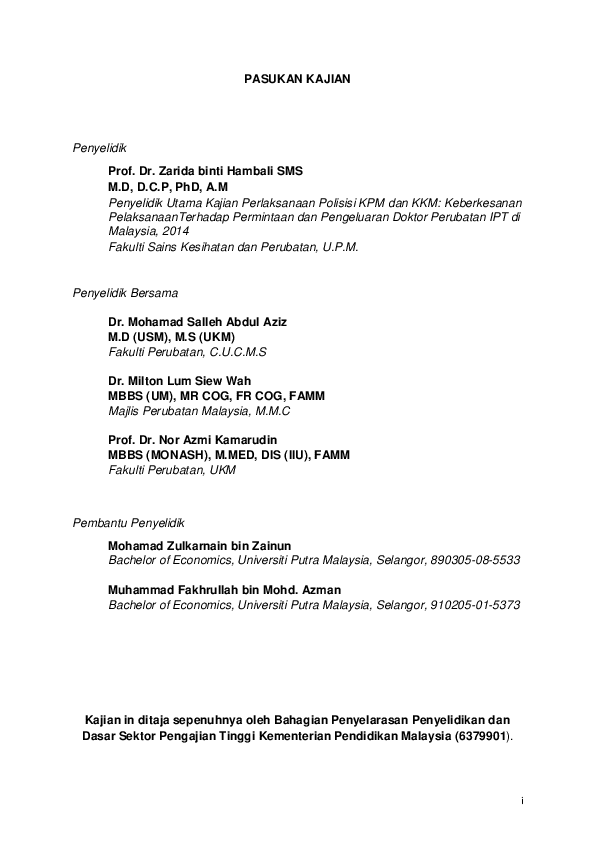 Pdf Perlaksanaan Polisi Kementerian Pendidikan Malaysia Dan Kementerian Kesihatan Malaysia Keberkesanan Perlaksanaan Terhadap Permintaan Dan Pengeluaran Doktor Perubatan Instituit Pengajian Tinggi Malaysia Prof Zarida Hambali Professor In