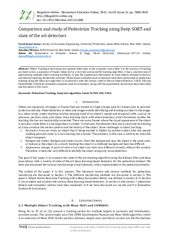 (PDF) Comparison and study of Pedestrian Tracking using Deep SORT and ...