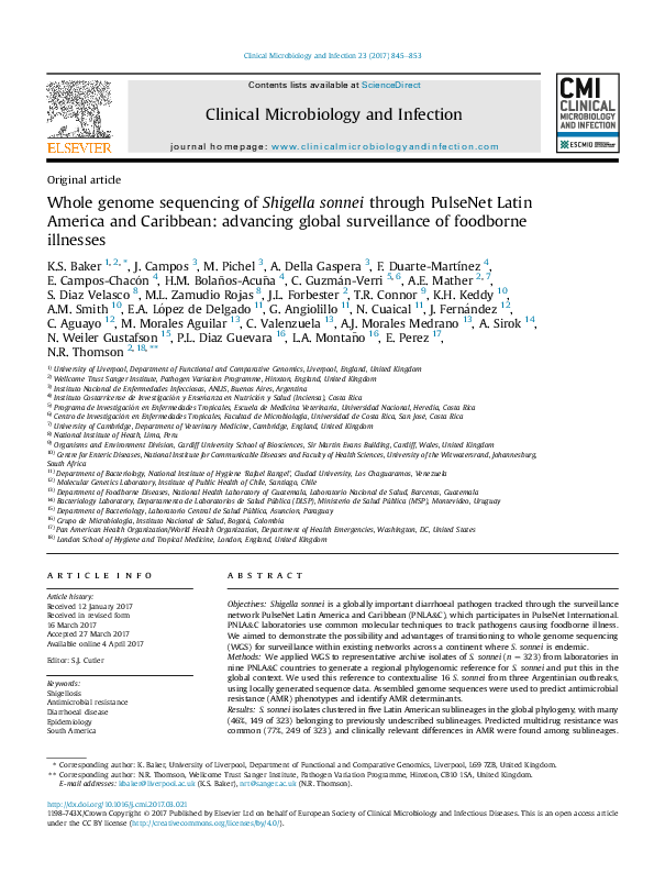 (PDF) Whole genome sequencing of Shigella sonnei through PulseNet Latin ...