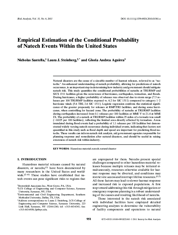 (PDF) Empirical Estimation of the Conditional Probability of Natech ...