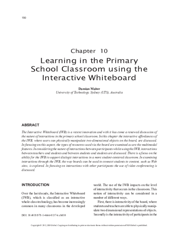 (PDF) Learning in the Primary School Classroom using the Interactive ...