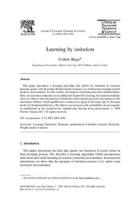 (PDF) Learning by imitation