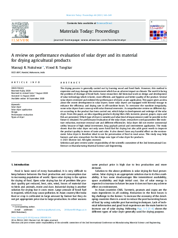 (PDF) A review on performance evaluation of solar dryer and its ...