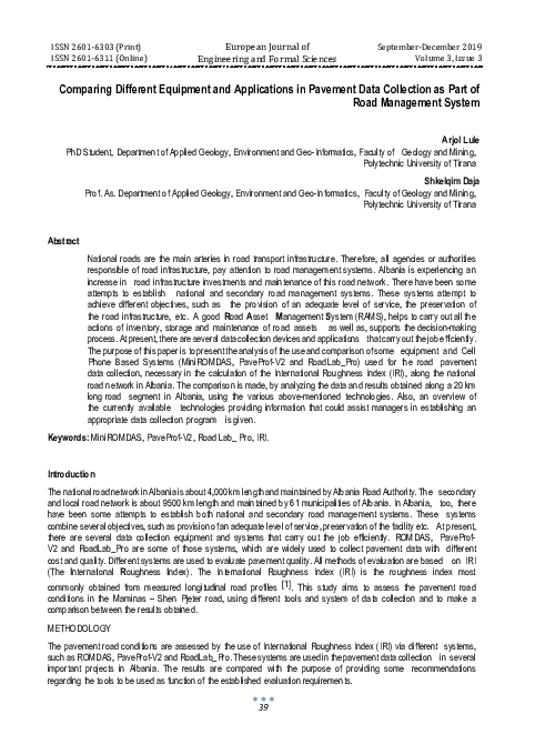 (PDF) Comparing Different Equipment and Applications in Pavement Data ...