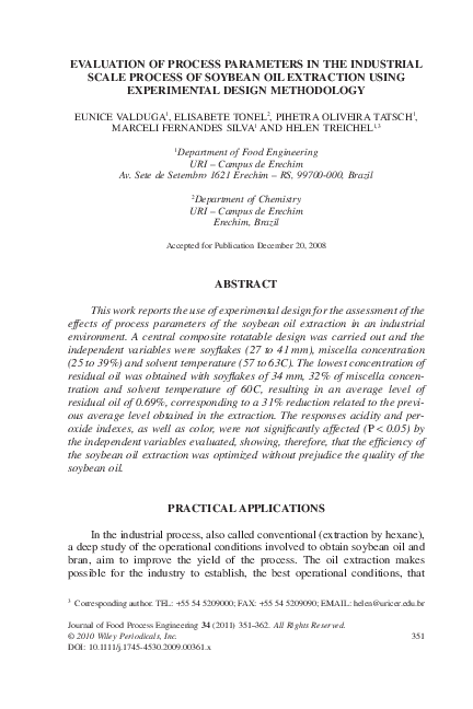 (PDF) Evaluation of Process Parameters in the Industrial Scale Process ...