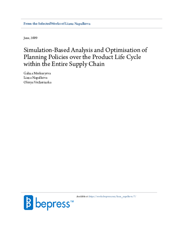 (PDF) Simulation-Based Analysis and Optimisation of Planning Policies ...