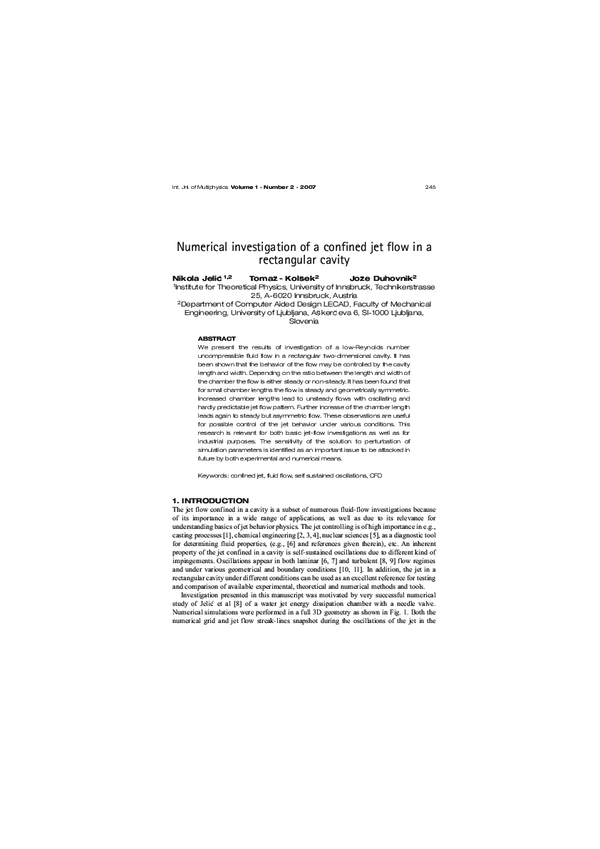 (PDF) Numerical investigation of a confined jet flow in a rectangular ...