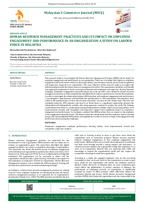 (PDF) HUMAN RESOURCE MANAGEMENT PRACTICES AND ITS IMPACT ON EMPLOYEE ...