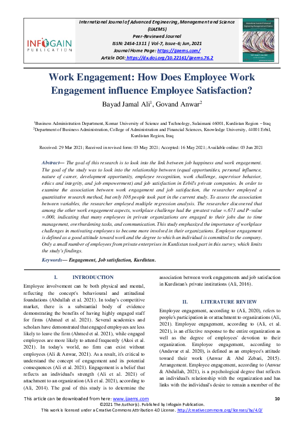  PDF Work Engagement How Does Employee Work Engagement Influence 