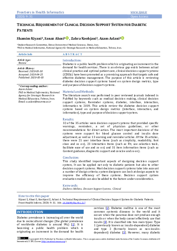(PDF) Technical Requirement of Clinical Decision Support system for ...