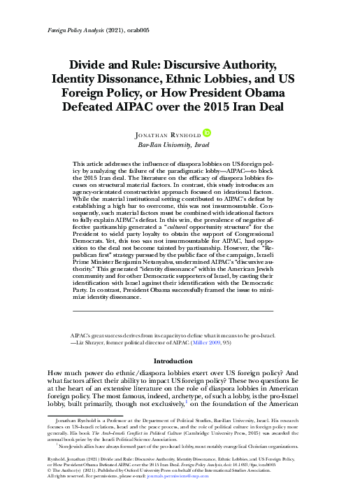 (PDF) Divide and Rule: Discursive Authority, Identity Dissonance ...