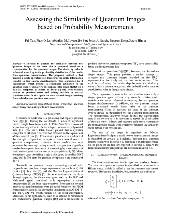 (PDF) Assessing the similarity of quantum images based on probability ...