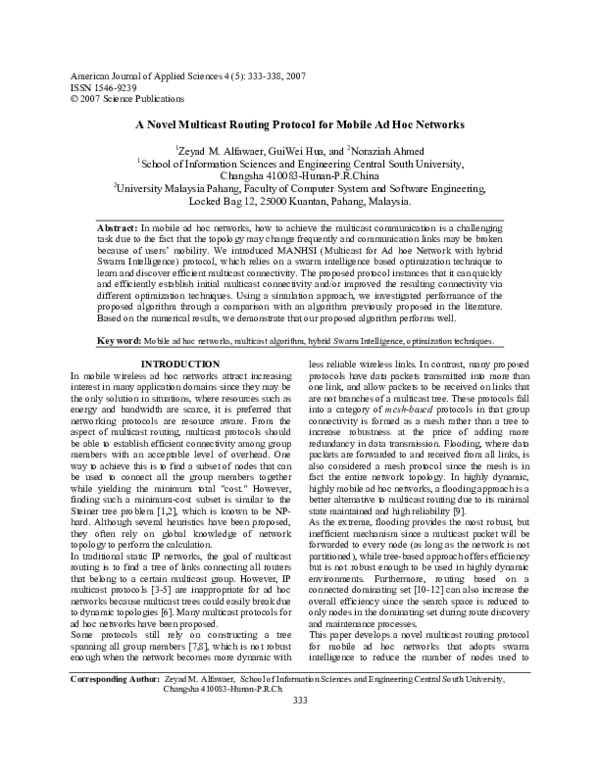 (PDF) Routing Protocol for Mobile Ad Hoc Networks