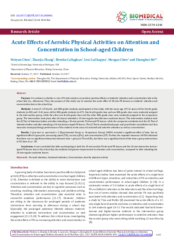 (PDF) Acute Effects of Aerobic Physical Activities on Attention and ...